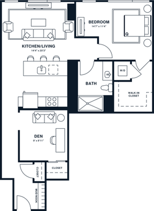 A16D | 1x1 Den | 861 sq ft