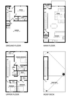 3 Bed 3.5 Bath Townhome | 2D Floor Plan