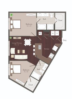 2 Bedroom Floorplan