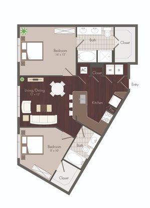 Lilian |  2 bedroom floor plan | renovated