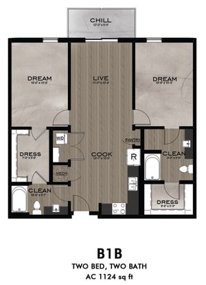 2 Bedroom 2 Bathroom floor plan