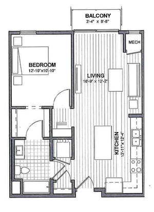 1X1 Crimson Floor Plan