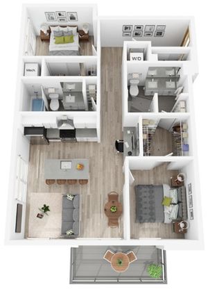 Plan I | 2 bed, 2 bath