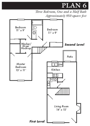 Plan 6 - 3 bed, 1.5 bath townhome