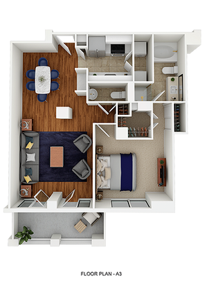 1 bd/ 1.5ba 959 sqft.
