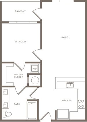 778 square foot one bedroom one bath apartment floorplan image