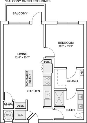 750 square foot one bedroom one bath floor plan image
