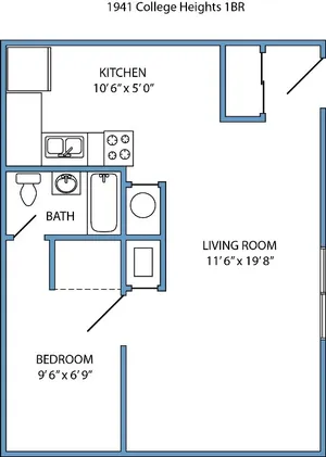 1-bed, 1-bath