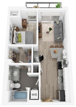 Plan F | 1 bedroom, 1 bathroom