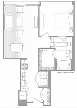 H / 1 Bedroom / 1 Bath