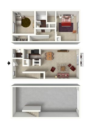2x1.5 TH w/Garage - 1025 SqFt.