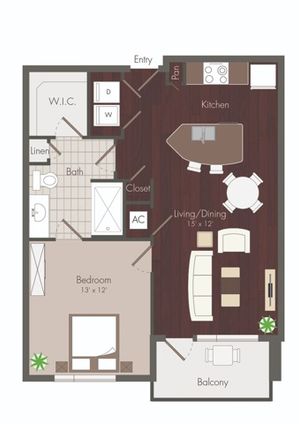 Clyde | 1 bedroom floor plan | renovated
