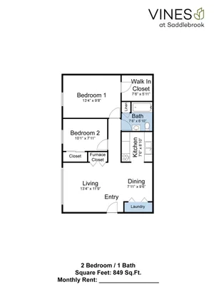 2 Bedroom, 1 Bath