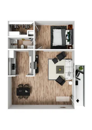 1 Bedroom 1 Bathroom Floorplan | Bayou Shadows Apartment Homes