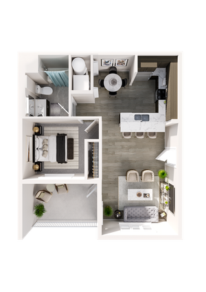1 Bedroom 1 Bathroom Floor Plan