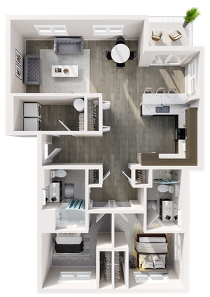2 Bedroom 2 Bathroom Floor Plan