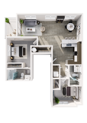 2 Bedroom 2 Bathroom Floor Plan