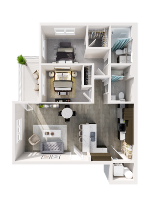 2 Bedroom 2 Bathroom Floor Plan