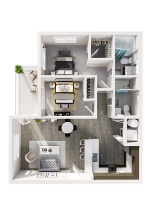 2 Bedroom 2 Bathroom Floor Plan