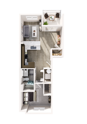 1 Bedroom 1 Bathroom Floor Plan