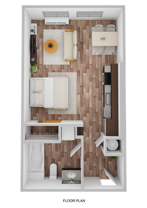 3D rendering of Studio Floor Plan Layout