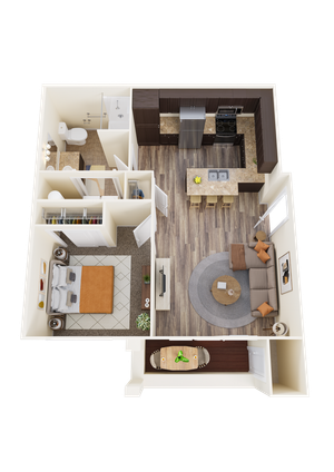 One-Bedroom, One-Bathroom B Floor Plan
