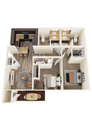 Two-Bedroom, Two-Bathroom A Floor Plan