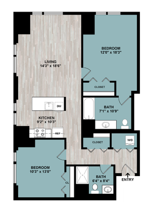 C2 | 2-Bedroom Floorplan