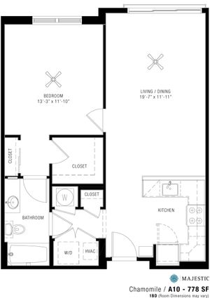 1 Bedroom Floorplan | Majestic