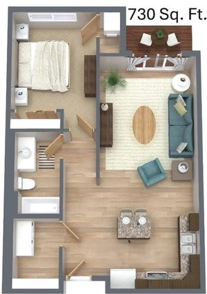 1 Bedroom 730 Sq Ft