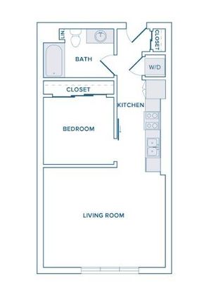 661-745 square foot one bedroom one bathroom floorplan image