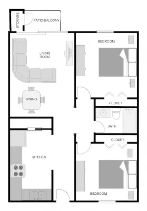 2 bedroom 1 bath villa