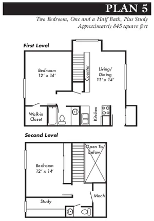 2 Bed 1.5 Bath Plan 5