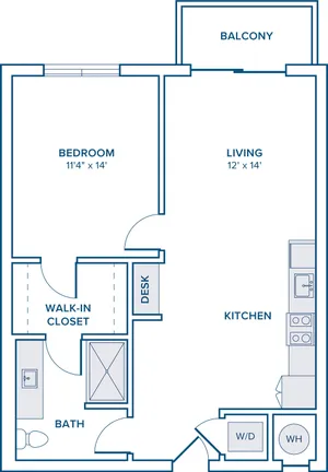 775 square foot one bed one bath floor plan in St. Petersburg, FL