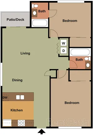2 bedroom apartment floor plan at Lost Tree