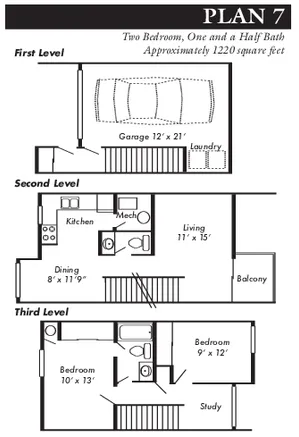2 Bed 1.5 Bath Townhome with Garage Plan 7