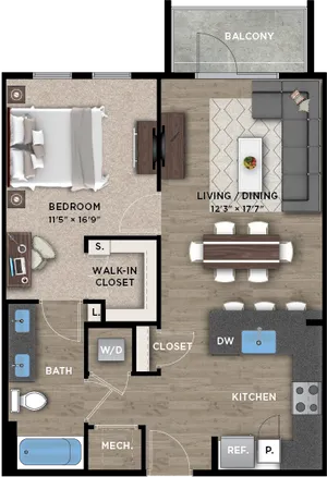 1+1E Floor Plan