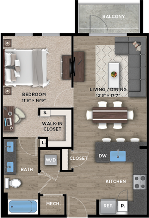 1+1D Floor Plan