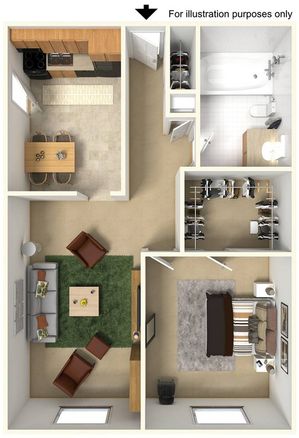 One Bedroom | 705 sqft | Eat-in Kitchen | Walk-in Closet