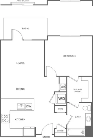 One Bedroom One Bath (792 SF)