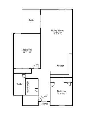 2 bed floor plan at 405 at Main