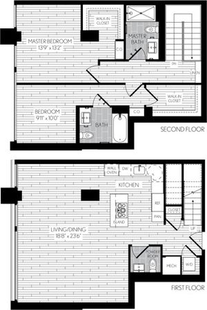 1440 square foot two bedroom two bath apartment floor plan image