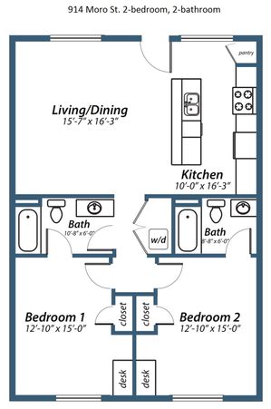 2-bed, 2-bath