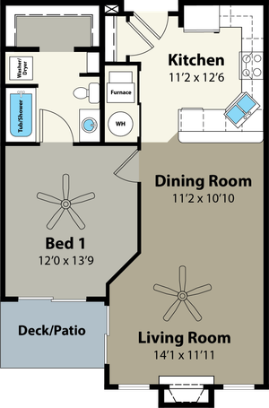 1 Bdrm Floor Plan | Woodland Reserve | Ankeny, Iowa
