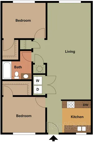 2 bedroom apartment floor plan layout at Lost Tree