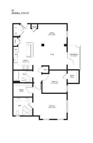 Spacious Two Bedroom Two Bathroom with Open Concept and Patio
