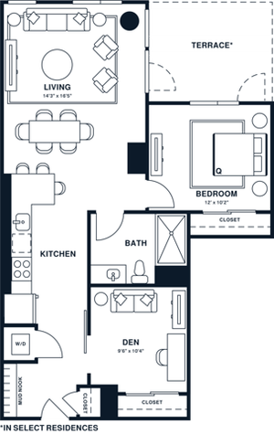 A15D | 1x1 Den | 848 sq ft