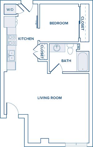 763 to 832 square foot one bedroom loft one bath apartment floorplan image