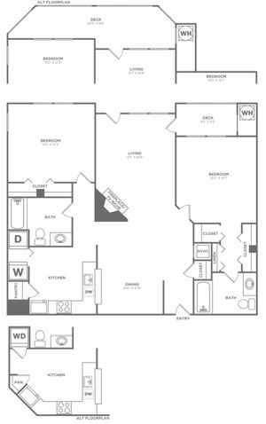Two Bedroom Two Bath (1175 SF)