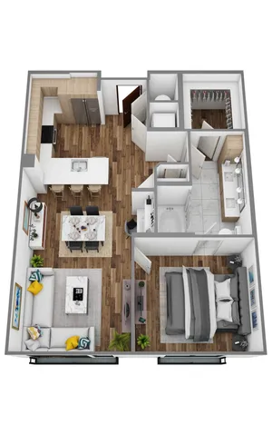 D 1bed/1bath